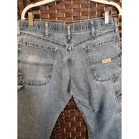 Vintage Wrangler Carpenter Jeans 34x29 Blue Denim Straight Leg Workwear - Picture 8 of 15